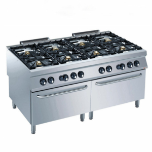 Professional cooking equipment in a commercial kitchen